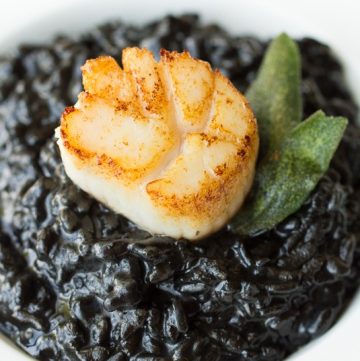 Black Squid Ink Risotto with Seared Scallops