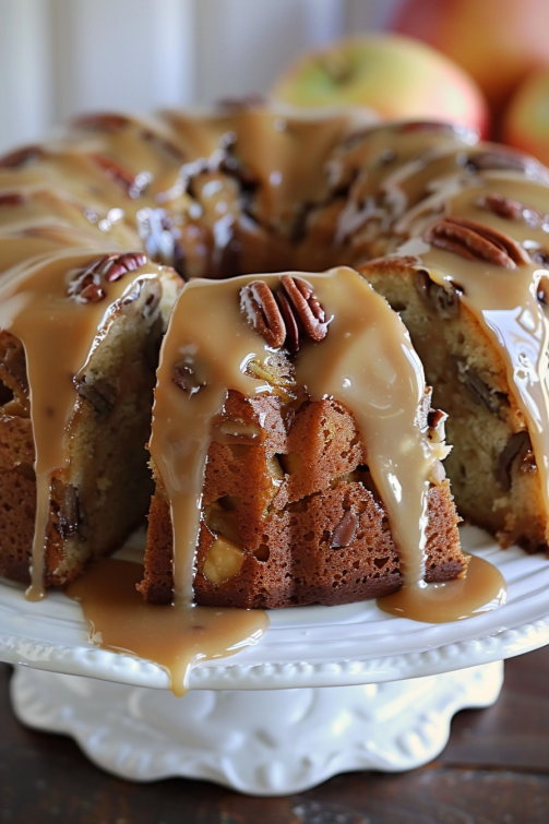 Apple Pecan Cake With Caramel Glaze That Oven Feelin