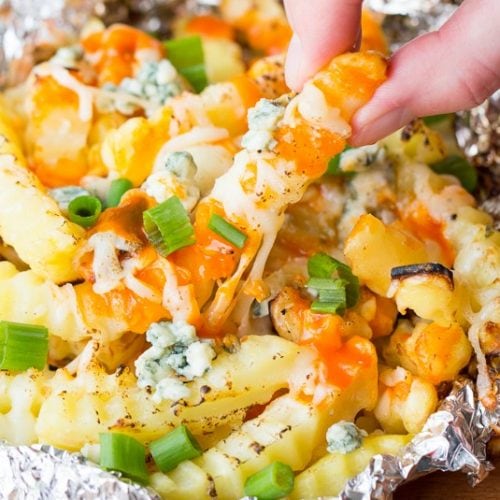 Buffalo And Blue Cheese Loaded Fries That Oven Feelin’