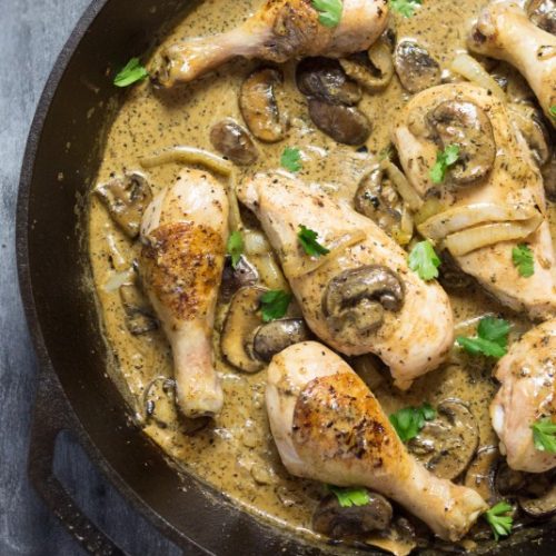 Cast Iron Creamy Mushroom Chicken - That Oven Feelin’