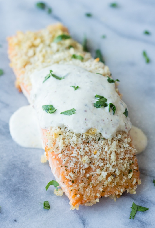 Salmon With A Creamy Dill Mustard Sauce - That Oven Feelin
