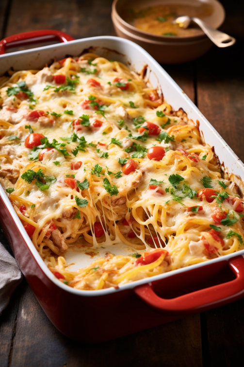 Chicken Spaghetti Casserole - That Oven Feelin