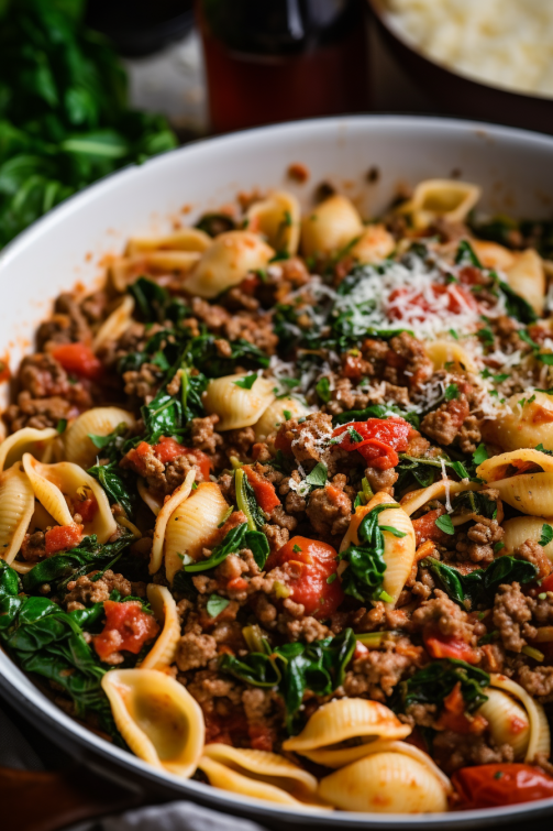 Simple Ground Beef Shells Skillet - That Oven Feelin