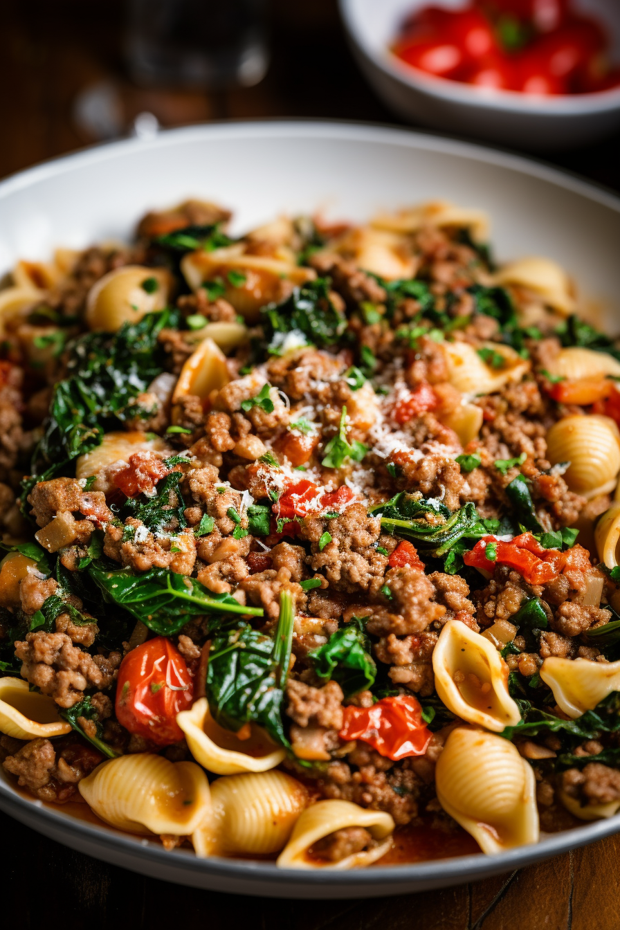 Simple Ground Beef Shells Skillet