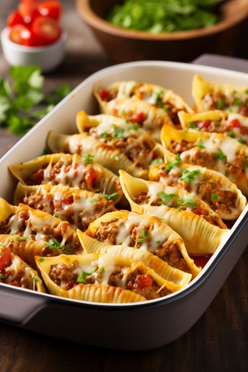 TACO PASTA SHELLS - That Oven Feelin