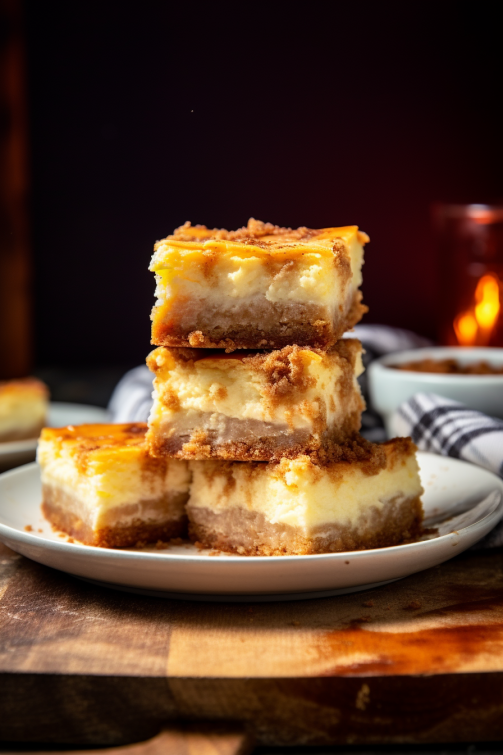 Blender Cinnamon Roll Cheesecake Bars - That Oven Feelin