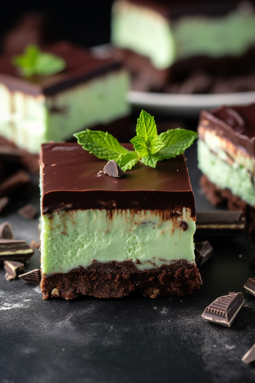 Chocolate Mint Cheesecake Bars