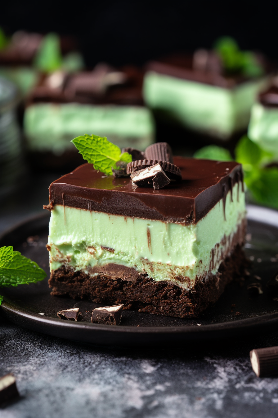 Chocolate Mint Cheesecake Bars