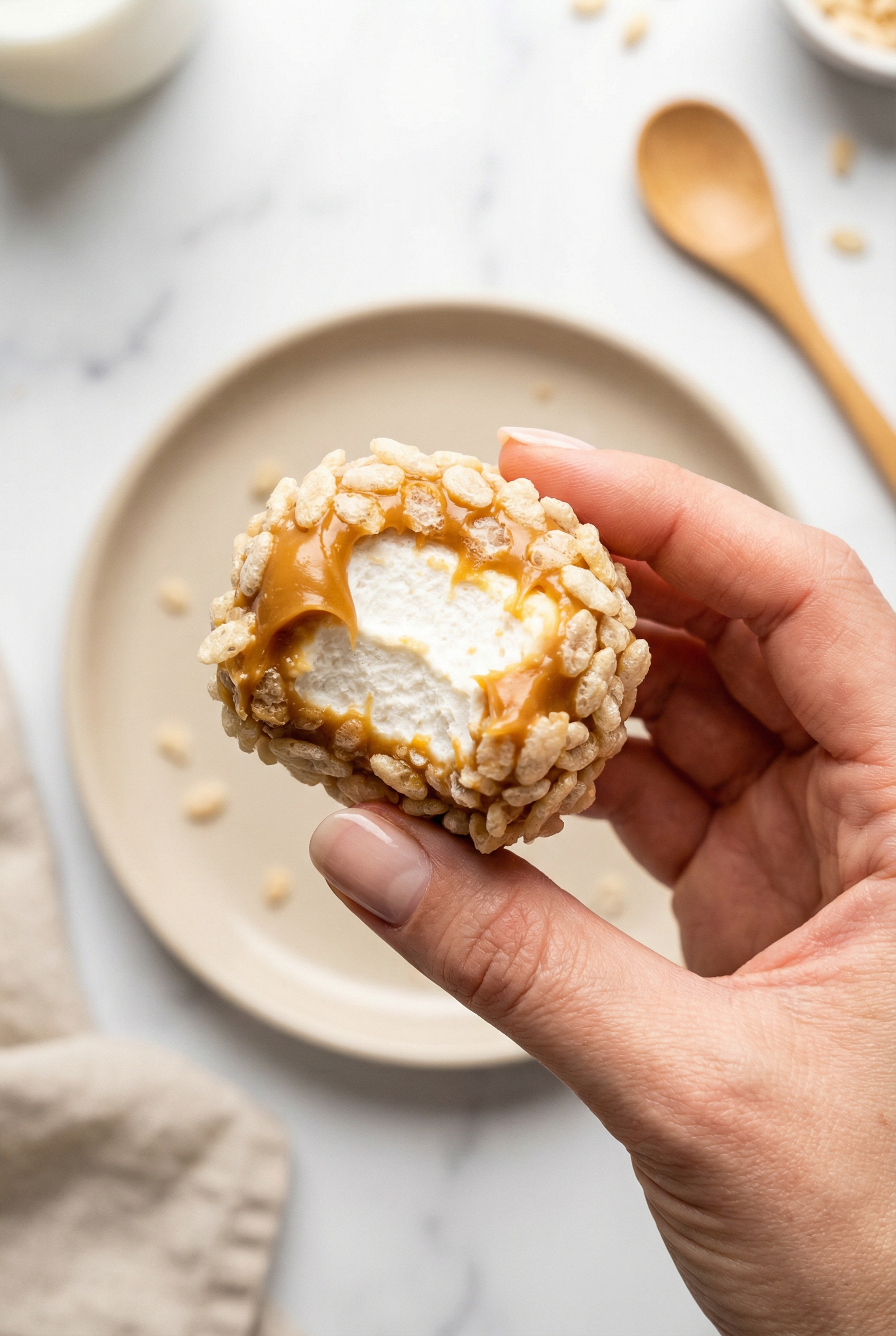 Caramel Marshmallow Rice Krispie Balls