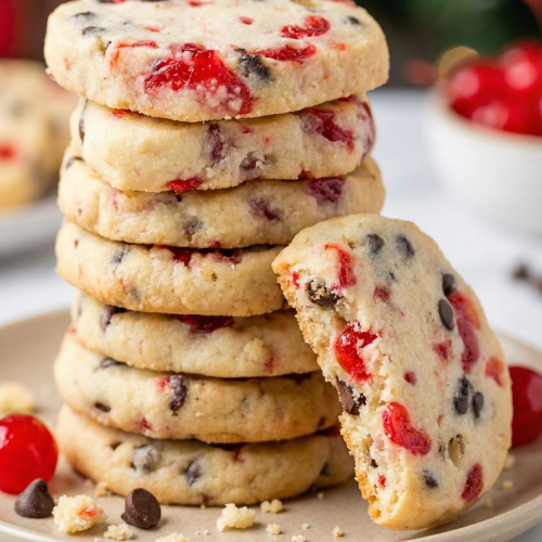 Christmas Maraschino Cherry Shortbread Cookies