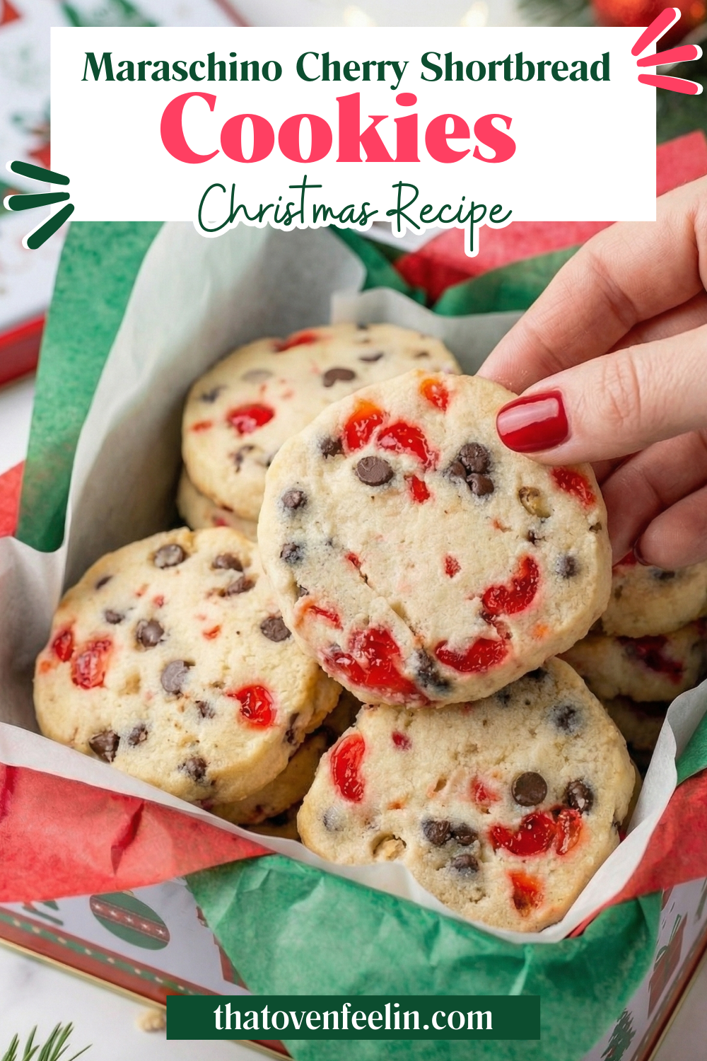 Christmas Maraschino Cherry Shortbread Cookies