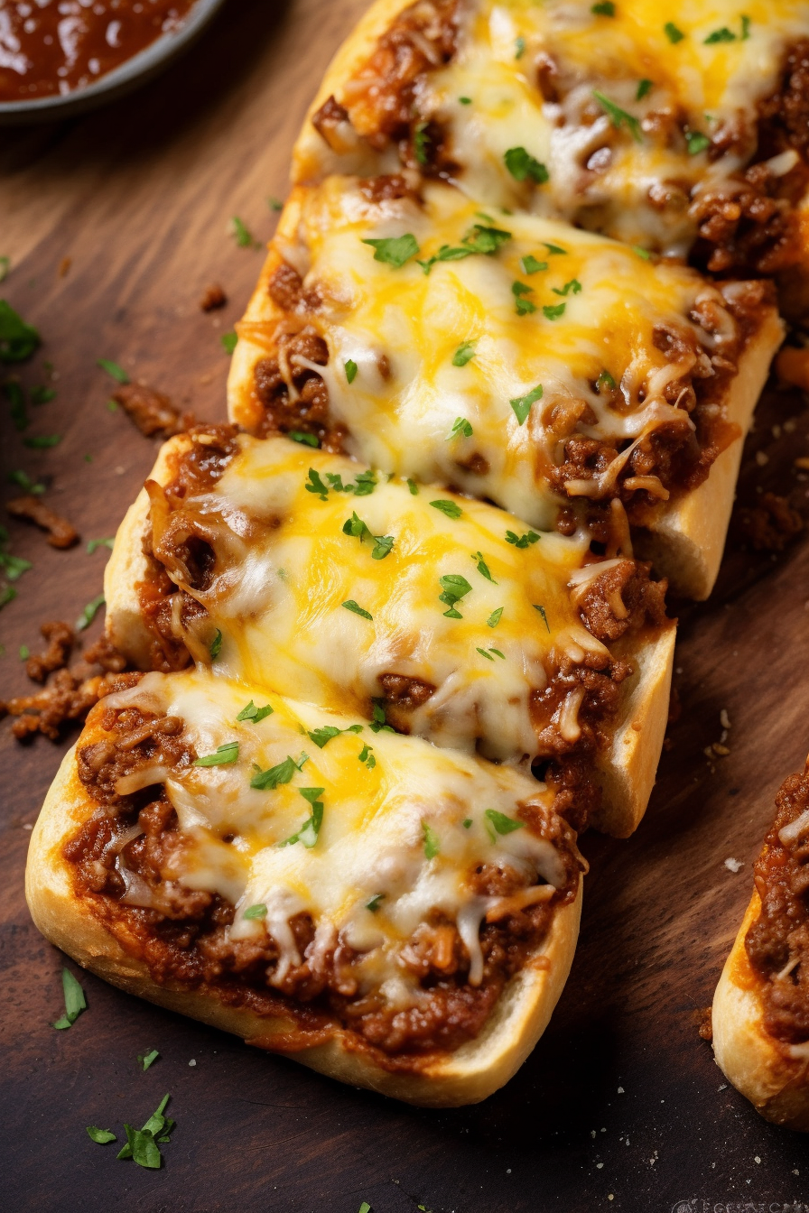 Sloppy Joe Garlic Bread - That Oven Feelin