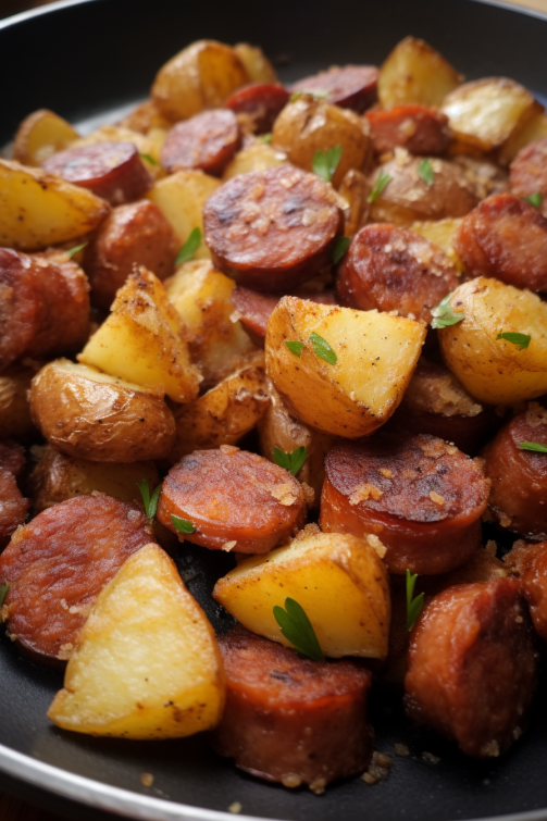 Southern Fried Potatoes & Sausage - That Oven Feelin