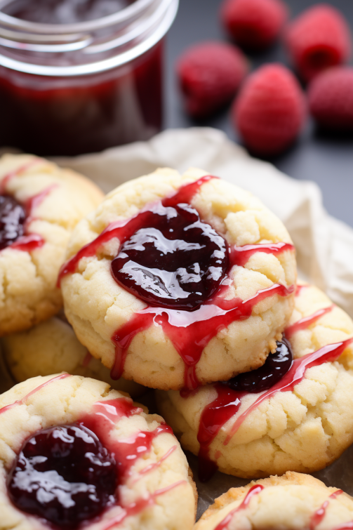 Raspberry Cheesecake Thumbprint Cookies - That Oven Feelin