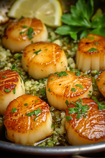 Garlic Lemon Butter Seared Scallops - That Oven Feelin