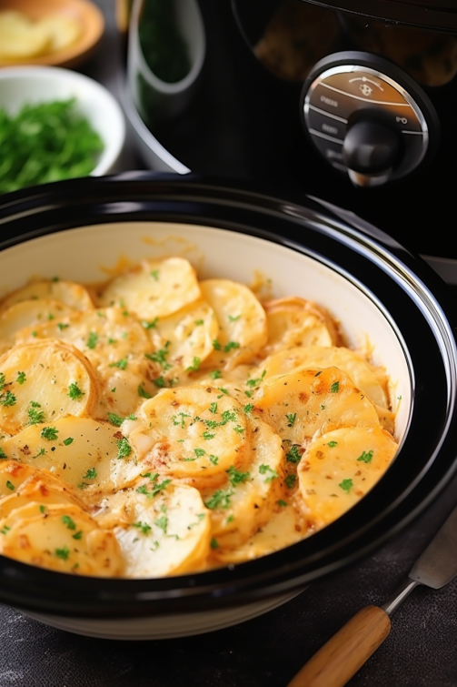 Slow Cooker Scalloped Potatoes - That Oven Feelin