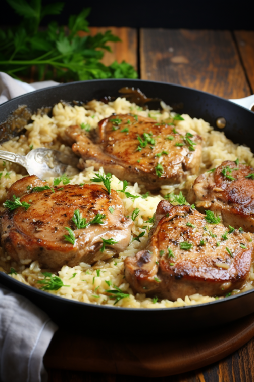 Pork Chops & Rice Casserole - That Oven Feelin