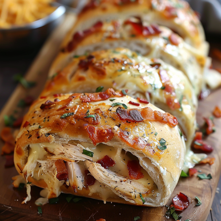 Chicken Bacon Ranch Stromboli - That Oven Feelin