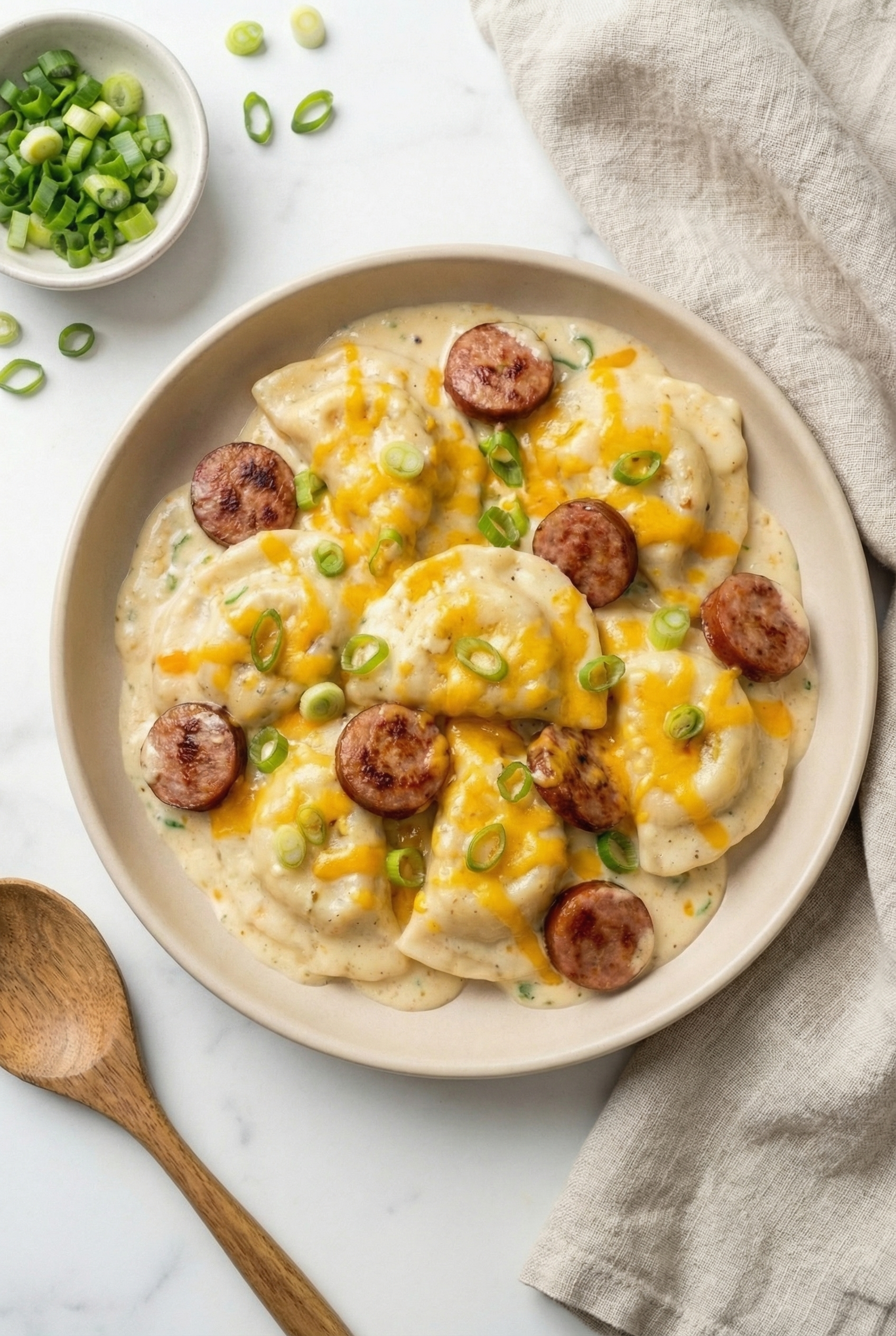 Crockpot Pierogi Casserole with Kielbasa