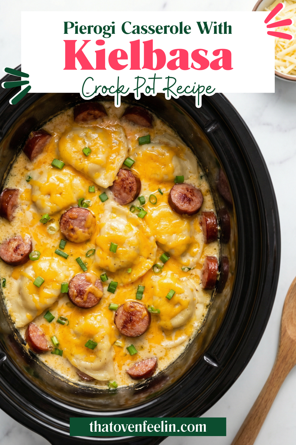 Crockpot Pierogi Casserole with Kielbasa