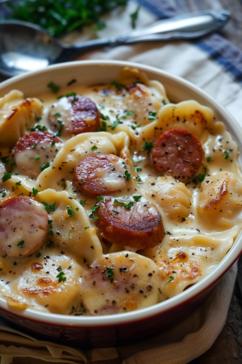 Crockpot Pierogi Casserole With Kielbasa That Oven Feelin