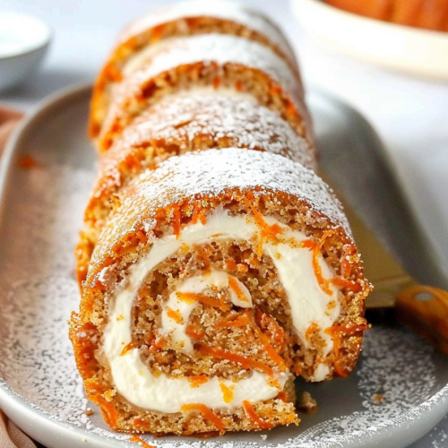 Carrot Cake Roll with Cream Cheese Frosting Filling