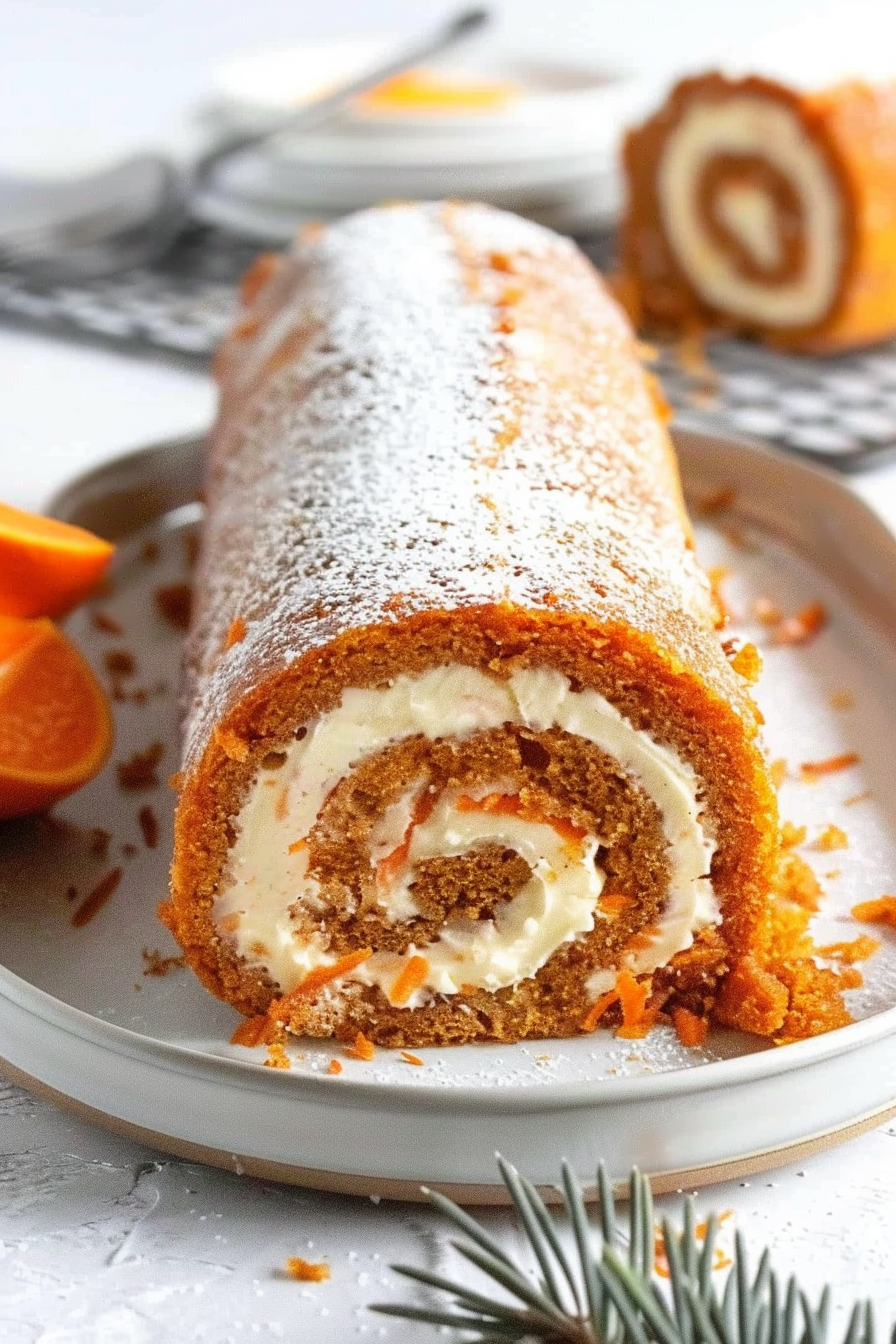 Carrot Cake Roll with Cream Cheese Frosting Filling