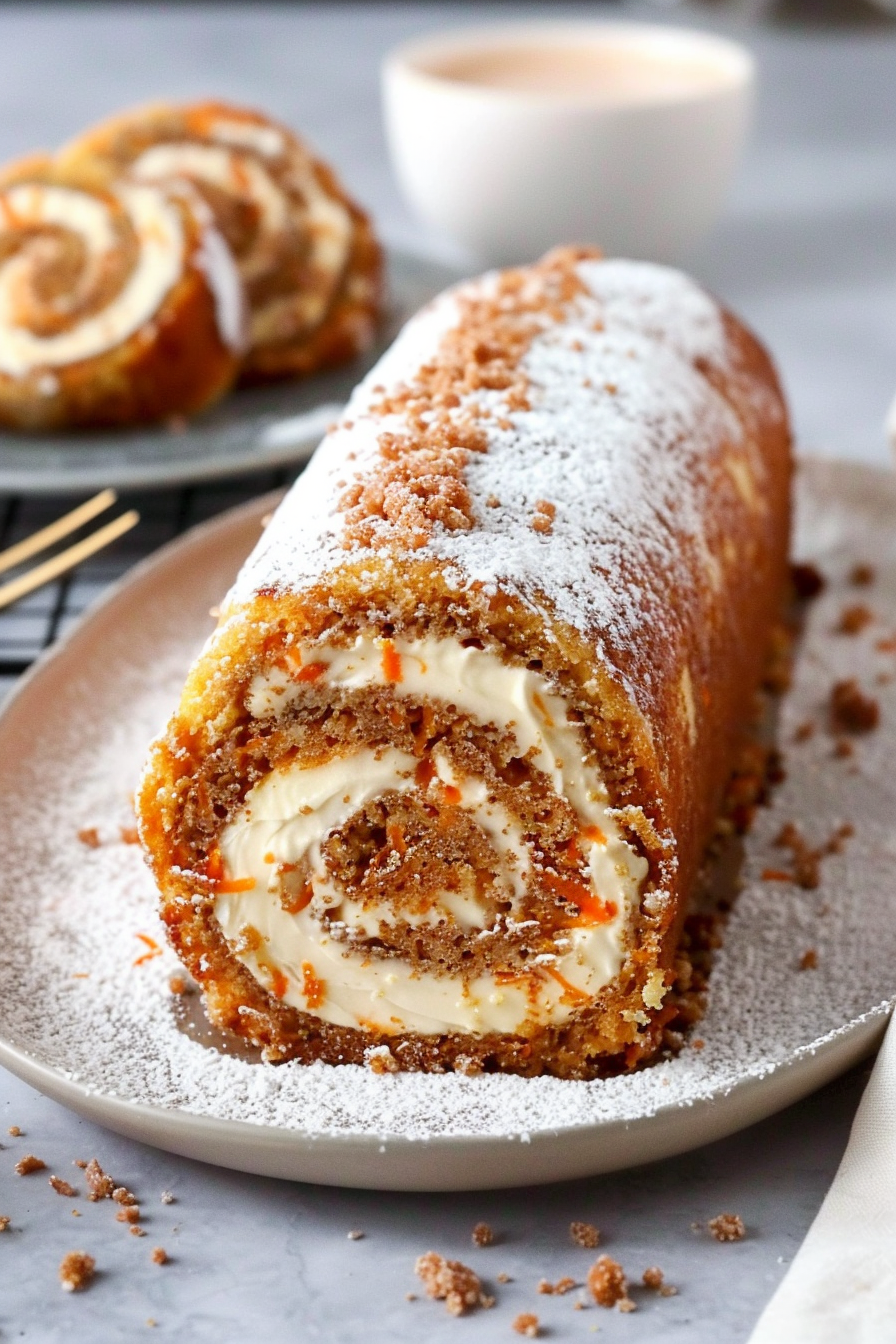 Carrot Cake Roll with Cream Cheese Frosting Filling