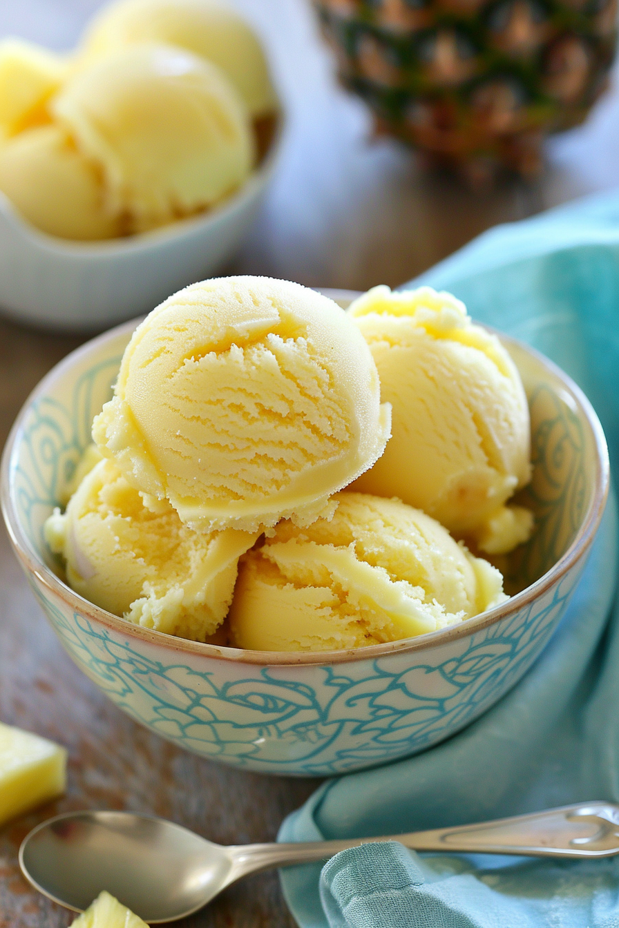 Homemade Fresh Pineapple Ice Cream