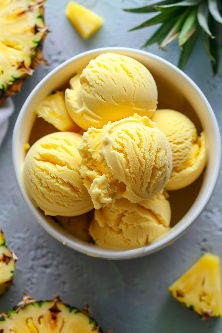 Homemade Fresh Pineapple Ice Cream