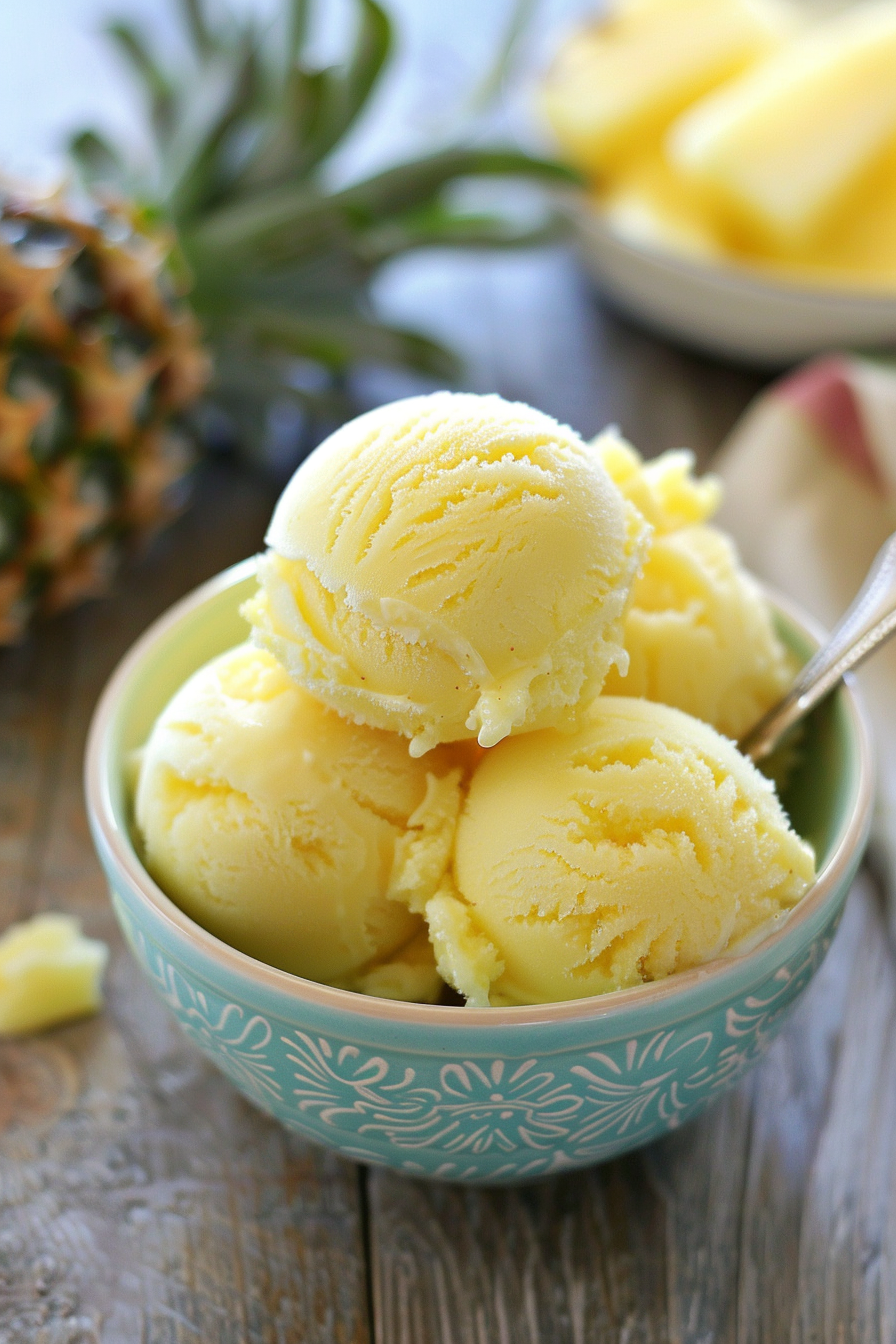 Homemade Fresh Pineapple Ice Cream