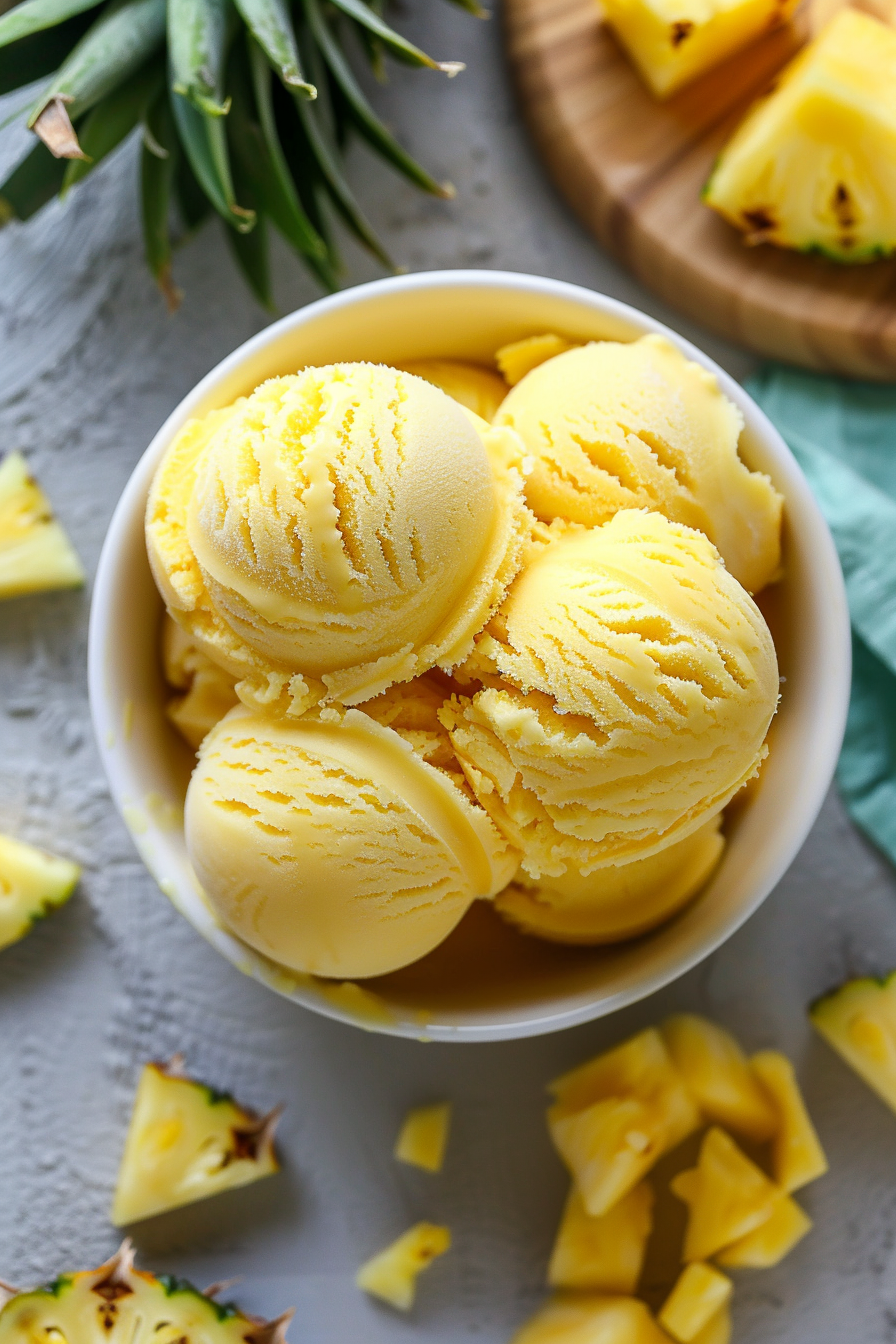 Homemade Fresh Pineapple Ice Cream