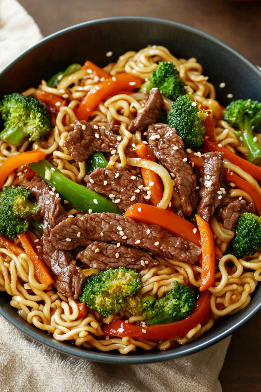 Mongolian Beef Stir-Fry with Ramen