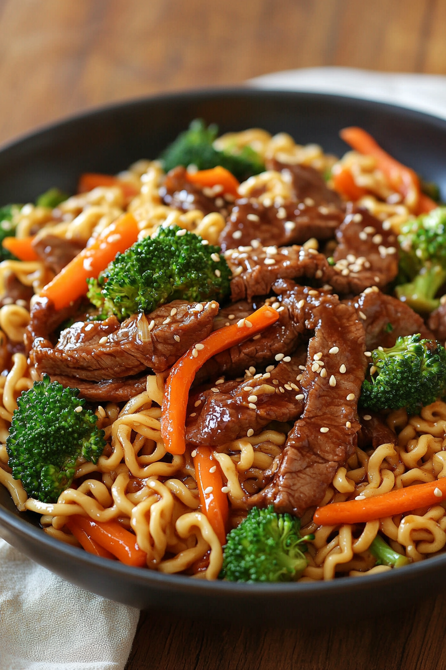 Mongolian Beef Stir-Fry with Ramen - That Oven Feelin