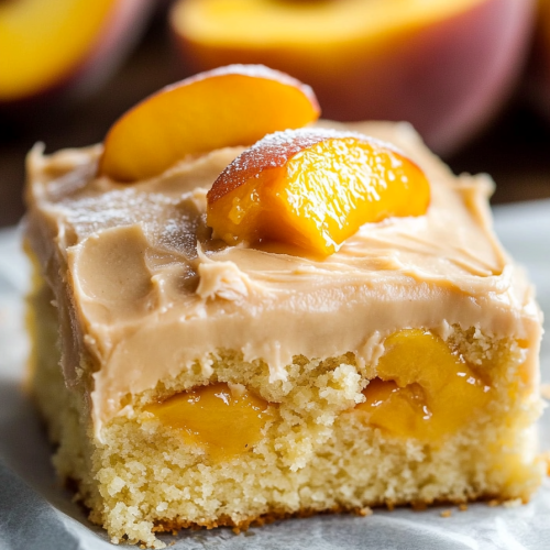 Peach Cake With Brown Sugar Frosting