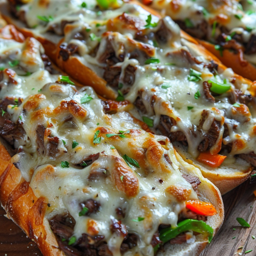 Philly Cheesesteak Cheesy Bread