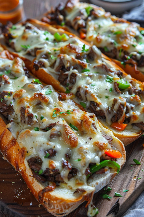 Philly Cheesesteak Cheesy Bread