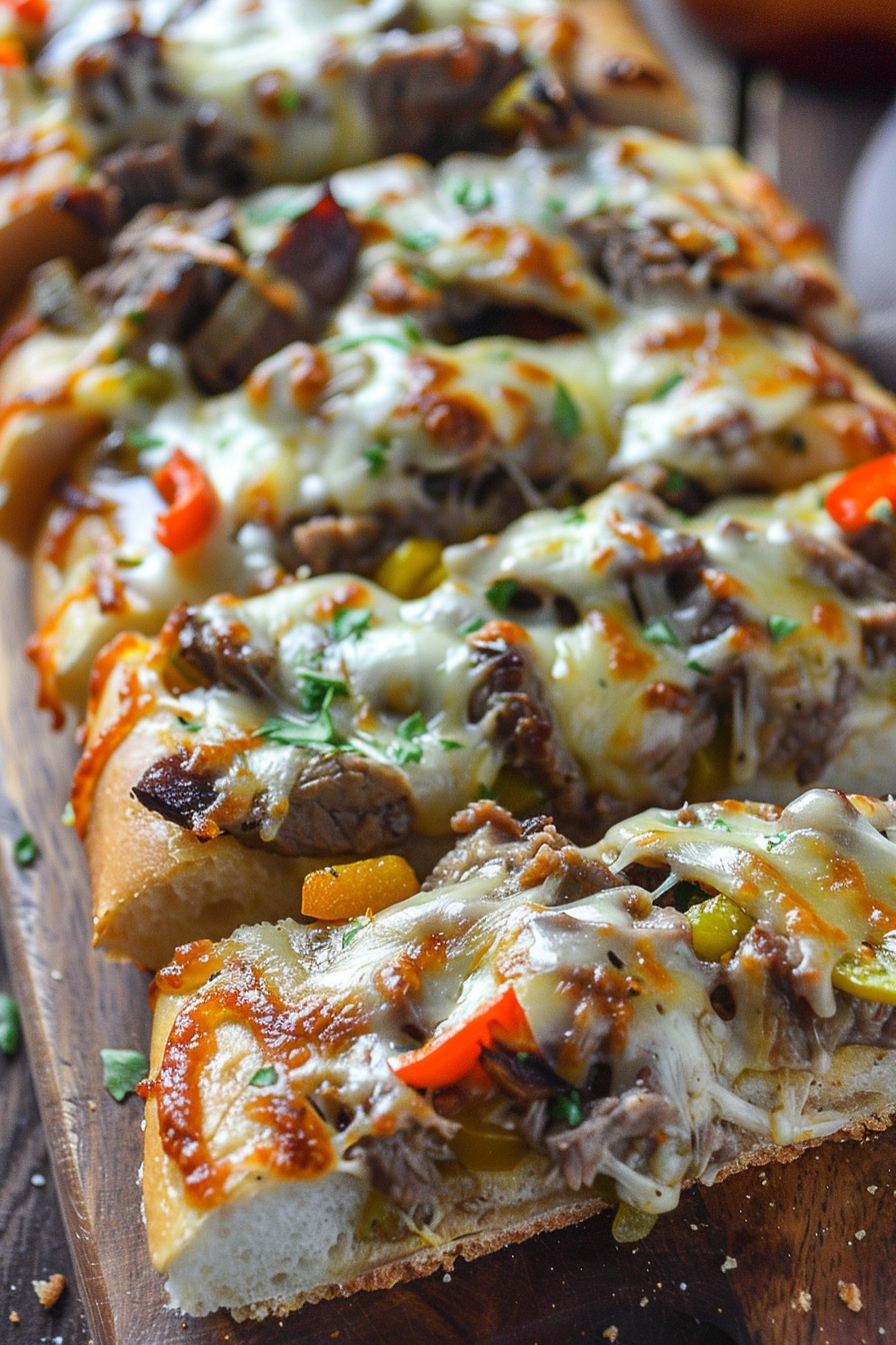 Philly Cheesesteak Cheesy Bread