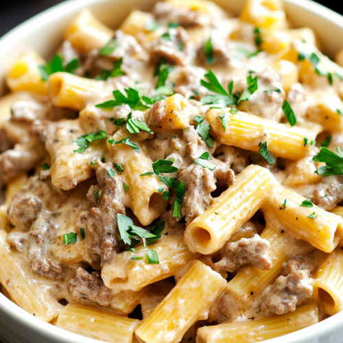 Creamy Slow Cooker Beef Pasta