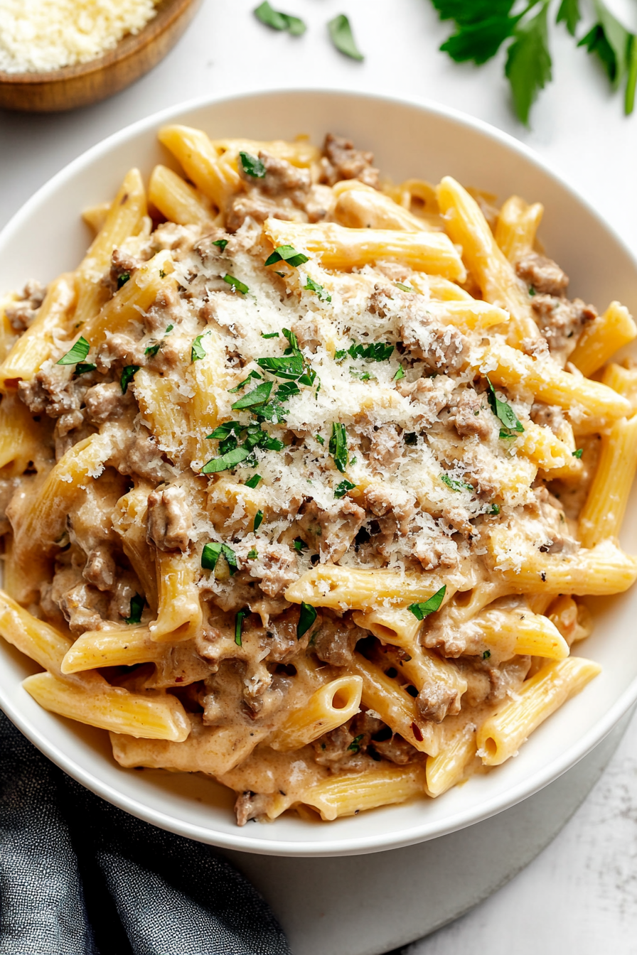 Creamy Slow Cooker Beef Pasta