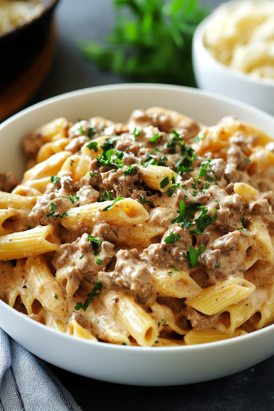 Creamy Slow Cooker Beef Pasta