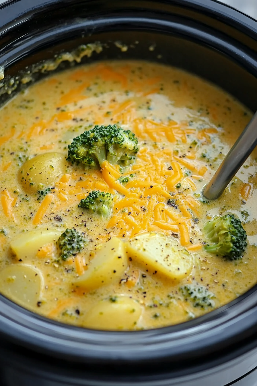 Crockpot Potato Broccoli Cheddar Soup