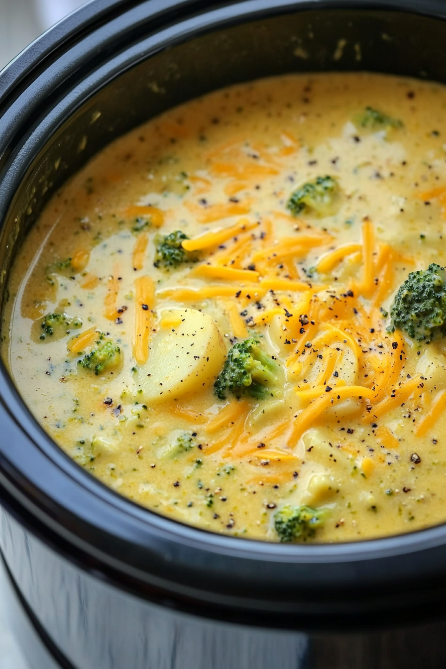 Crockpot Potato Broccoli Cheddar Soup