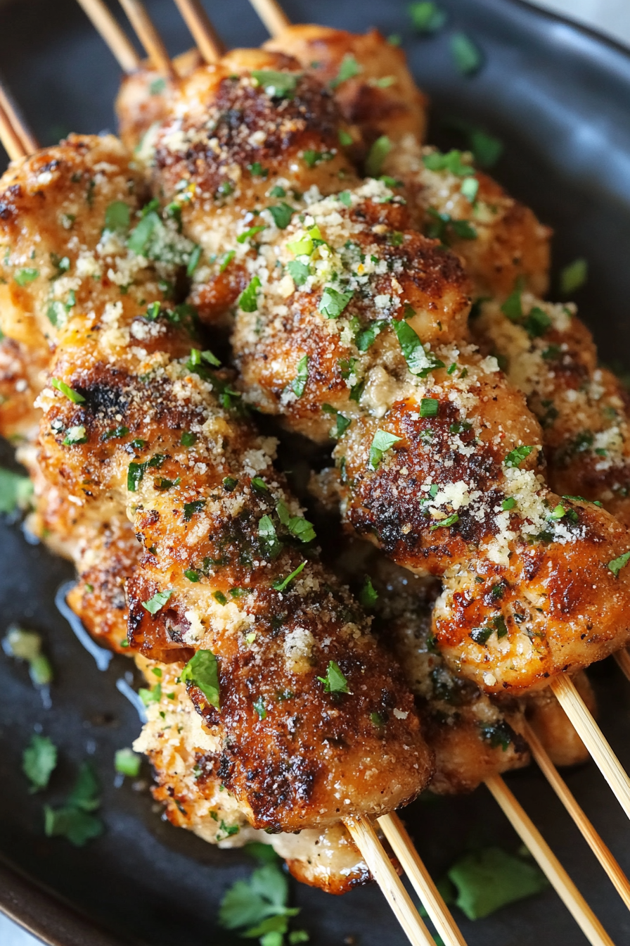 Garlic Parmesan Chicken Skewers