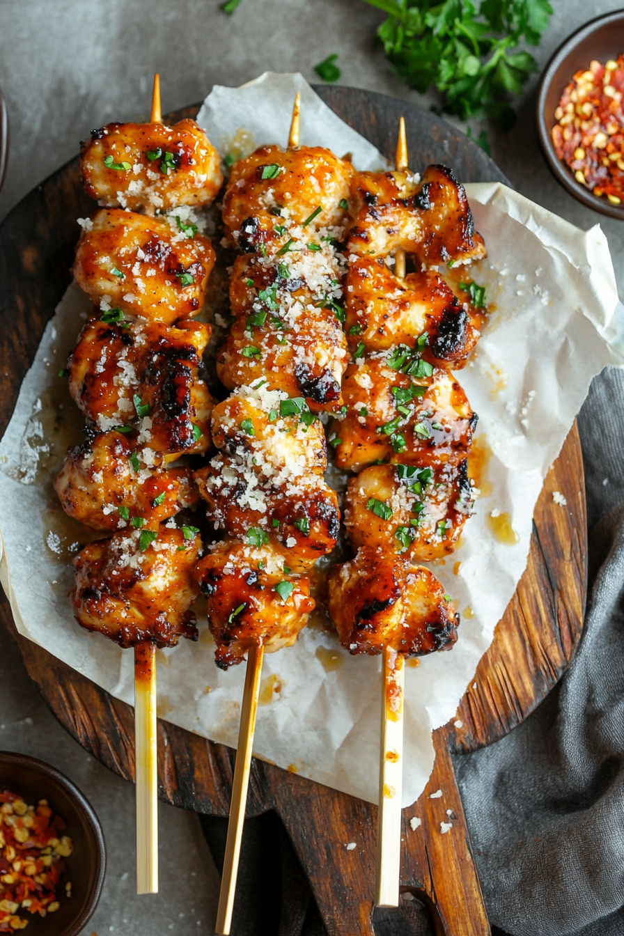 Garlic Parmesan Chicken Skewers