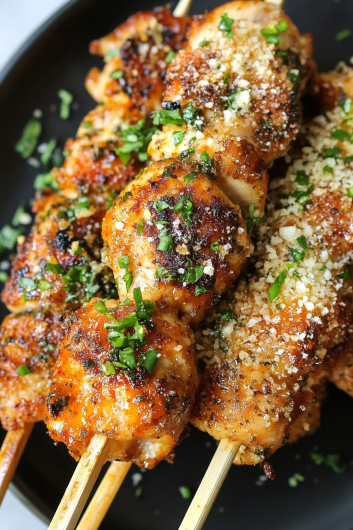 Garlic Parmesan Chicken Skewers - That Oven Feelin