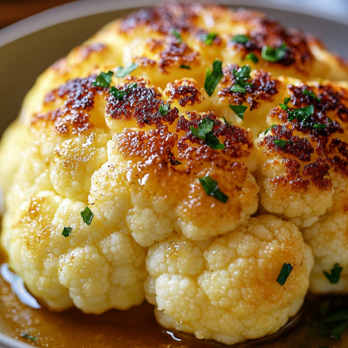 Golden Roasted Cauliflower With Butter Sauce