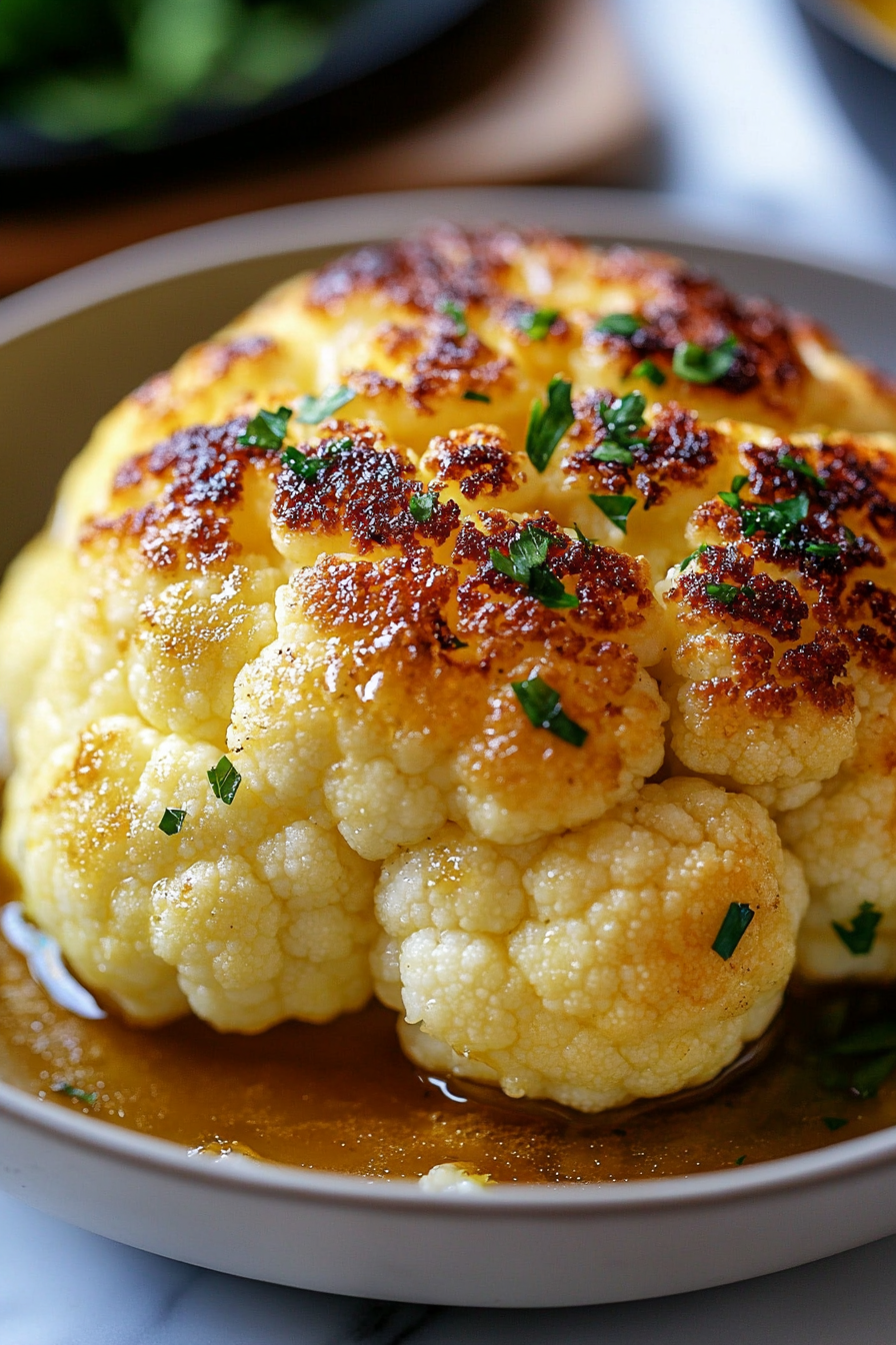 Golden Roasted Cauliflower With Butter Sauce