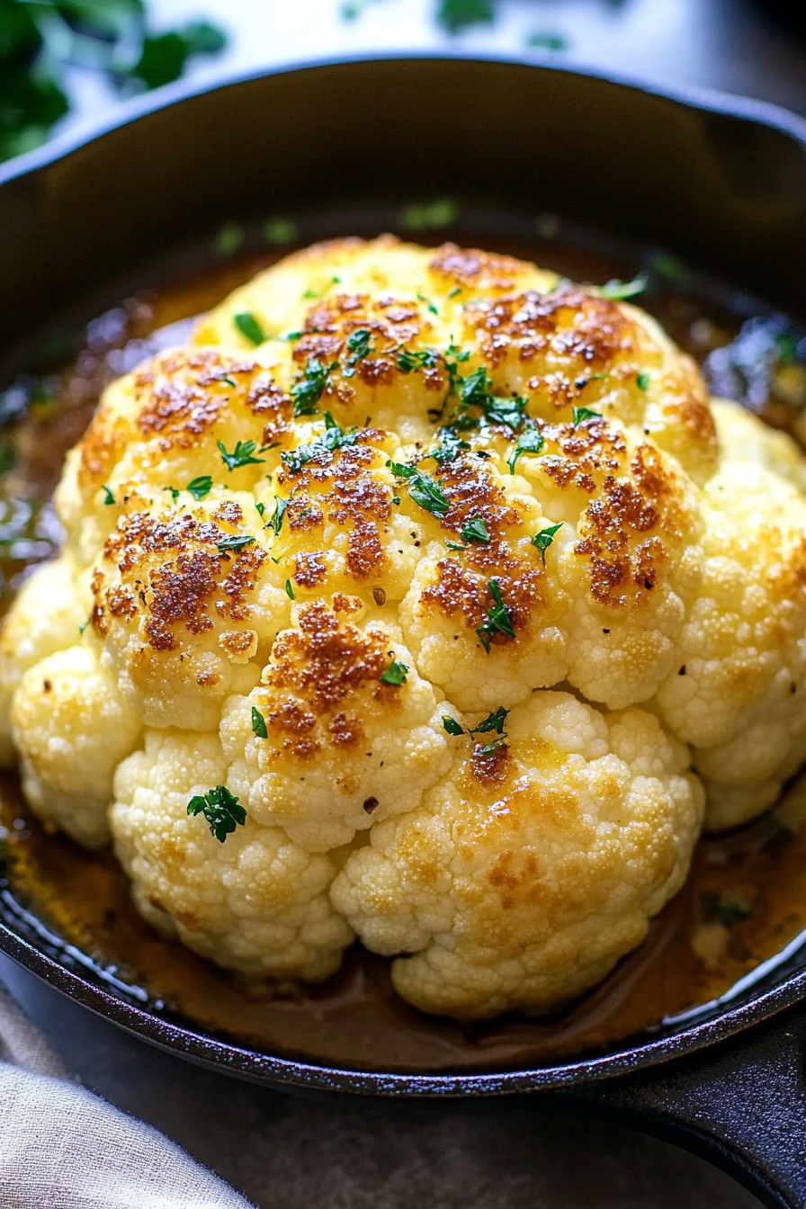 Golden Roasted Cauliflower With Butter Sauce