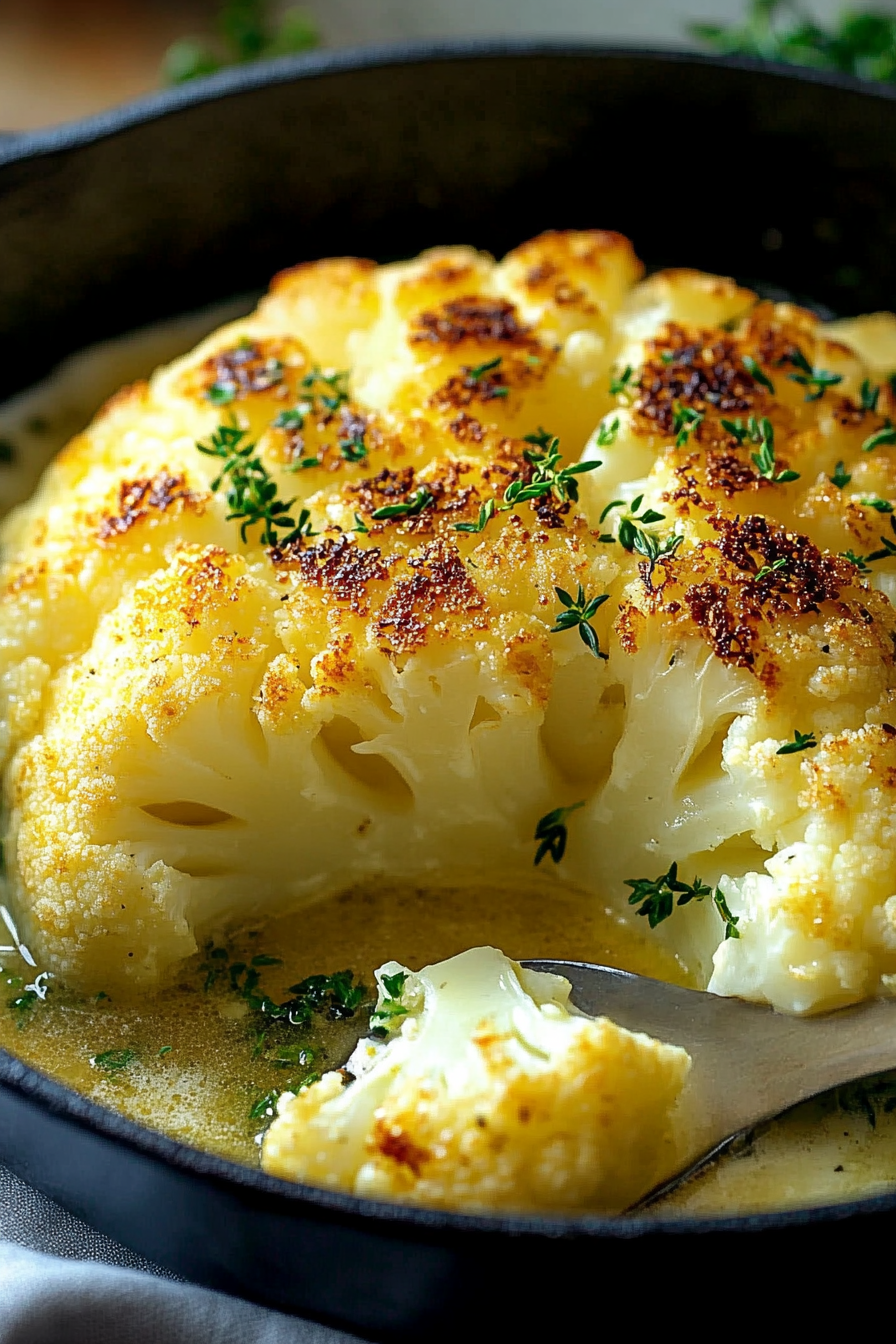 Golden Roasted Cauliflower With Butter Sauce